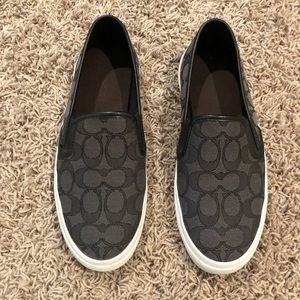 Coach Black Slip Ons - Size 8